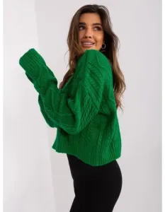 Dámsky voľný sveter TARA zelený károvaný