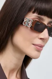 Slnečné okuliare Balenciaga BB0096S dámske, hnedá farba