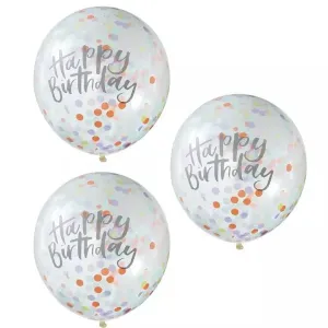 Balóniky latexové transparentné s farebnými konfetami HB 30 cm 5 ks