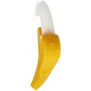 Bam-Bam Teether silikónová zubná kefka s hryzadielkom 4m+ Banan 1 ks