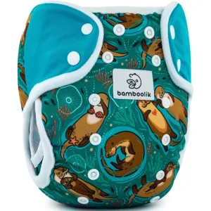 Bamboolik DUO Diaper Cover prateľné vrchné nohavičky na patentky Otters in Love + Turquoise