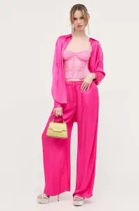 Nohavice Bardot dámske, ružová farba, široké, vysoký pás #8735876