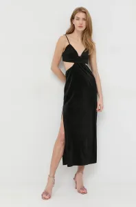 Šaty Bardot čierna farba, maxi, priliehavá #7171985