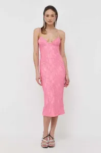 Šaty Bardot ružová farba, midi, rovný strih