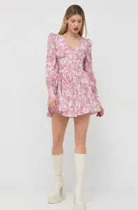 Šaty Bardot ružová farba, mini, áčkový strih