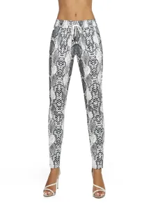Bas Bleu Women's trousers NAYA in snake print with a tie at the waist #4592833