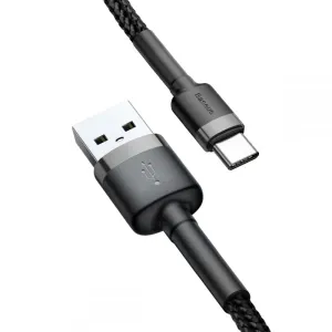 Baseus Cafule kábel USB / USB C QC 3.0 3A 1m, čierny/sivý (CATKLF-BG1)