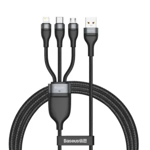 Baseus Data kábel 3in1 USB - Lightning / USB-C / Micro USB 1.2m 5A 40W, čierny (CA1T3-G1)