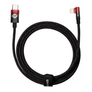 Baseus MVP Elbow kábel USB-C / Lightning 20W 2m, čierny/červený
