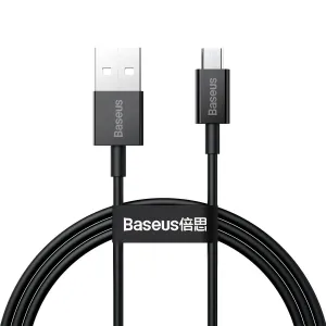 Nabíjací a dátový kábel USB, microUSB, 100 cm, 2000 mA, s ochranou proti zlomeniu, rýchle nabíjanie, Baseus Superior, CAMYS-01, čierny