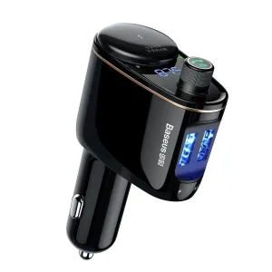 Baseus Locomotive Bluetooth FM Transmitter MP3 autonabíjačka 2x USB 3.4A, čierna (CCALL-RH01)
