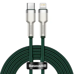 Basesu Cafule Series nabíjací/dátový kábel USB-C na Lightning PD 20 W 2 m, zelená