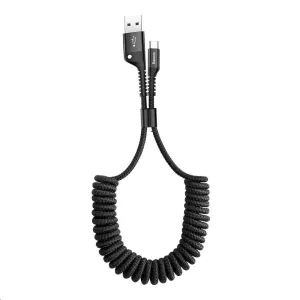 Baseus Fish Eye pružinový nabíjací / dátový kábel USB na USB-C 2A 1m, čierna