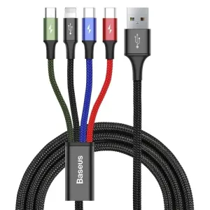 Baseus rýchly nabíjací/dátový kábel 4 v 1 Lightning + 2× USB-C + Micro USB 3,5 A 1,2 m, čierny