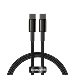 Baseus Tungsten Gold Fast Charging Data Cable Type-C (USB-C) 100 W 1 m Black