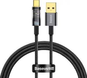 Baseus Explorer Series dátový kábel USB-A/USB-C s inteligentným vypnutím 100 W 1m čierna