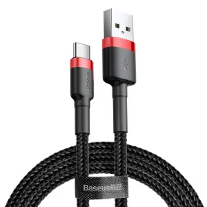 Baseus Cafule Cable odolný nylonový kábel USB / USB-C QC3.0 2A 2M (CATKLF-C91) - Čierno/červený KP14095