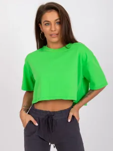 Zelený voľný tričkový crop top s krátkym rukávom - L