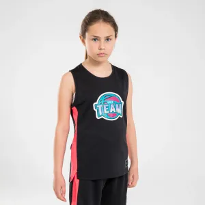 Basketbalové tielko pre chlapcov a dievčatá t500 team čierno-ružové  14-15 r 161-172 cm #1329591