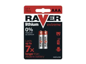 Lithiová mikrotužková batéria AAA, RAVER Extreme, 2 kusy
