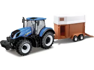 BBURAGO - 1:32 Farm Traktor New Holland s vlečkou pre kone