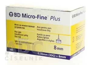 BD MICRO FINE PEN NEEDLE 30G  - ihly do aplikátorov inzulínu (0,30 x 8 mm) 1x100 ks #124041