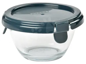 Dóza na jedlo okrúhla Pyrex Beaba Glass Portion 200 ml z kvalitného skla tmavomodrá