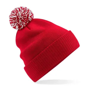 Beechfield Zimná čiapka s brmbolcom Snowstar Recycled - Červená / biela #1398515