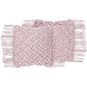 BELIANI, Sada 2 bavlnených vankúšov 40 × 40 cm ružová YANIKLAR, 203230