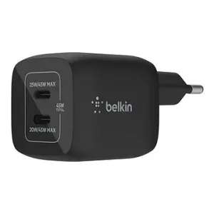 Belkin Boost Charge 45W PD PPS Dual USB-C GaN Charger Universal, Black #9390321