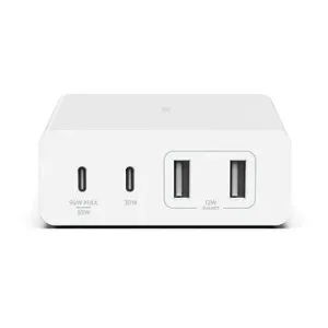 Belkin Boost Charge PRO 108W 4-Ports USB GaN Desktop Charger (Dual C and Dual A) and 2m Cord – White