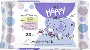HAPPY Baby Čistiace vlhčené obrúsky s alantoínom a vitamínom E 24 ks