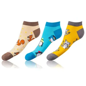 Bellinda 
CRAZY IN-SHOE SOCKS 3x - Moderné farebné nízke crazy ponožky unisex - hnedá - žltá - modrá #6084333