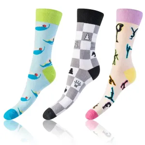 Bellinda 
CRAZY SOCKS 3x - Zábavné crazy ponožky 3 páry - modrá - ružová - čierna #702263