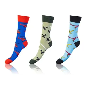 Bellinda 
CRAZY SOCKS 3x - Zábavné crazy ponožky 3 páry - modrá - zelená - čierna #5738037