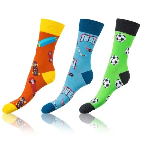 Bellinda 
CRAZY SOCKS 3x - Zábavné crazy ponožky 3 páry - oranžová - tmavo zelená - modrá #5736650