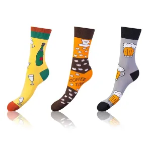 Bellinda 
CRAZY SOCKS 3x - Zábavné crazy ponožky 3 páry - oranžová - žltá - sivá #5738031