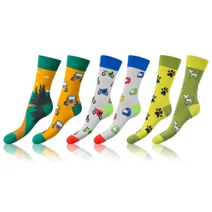 Bellinda 
CRAZY SOCKS 3x - Zábavné crazy ponožky 3 páry - svetlo zelená - tmavo zelená - modrá #5736653