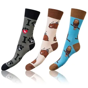 Bellinda 
CRAZY SOCKS 3x - Zábavné crazy ponožky 3 páry - tmavo hnedá - červená - modrá #5738034