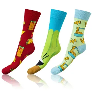 Bellinda 
CRAZY SOCKS 3x - Zábavné crazy ponožky 3 páry - tmavo hnedá - svetlo modrá - svetlo zelená #5736657