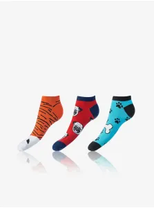 Sada troch párov unisex vzorovaných ponožiek v oranžovej, červenej a modrej farbe Bellinda CRAZY IN-SHOE SOCKS 3x #737008
