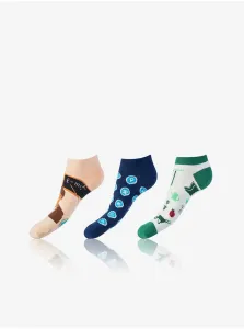 Bellinda 
CRAZY IN-SHOE SOCKS 3x - Moderné farebné nízke crazy ponožky unisex - tmavo modrá - tmavo zelená - svetlo hnedá #737010