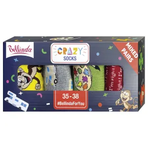 Bellinda 
CRAZY SOCKS BOX - Darčeková krabička zábavných crazy ponožiek 4 páry - zelená #1265886