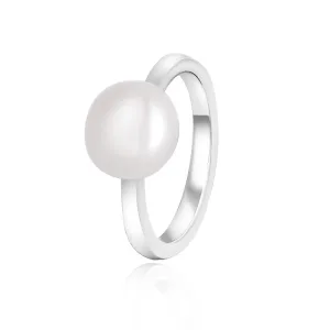 Beneto Elegantný strieborný prsteň s pravou perlou AGG29 54 mm