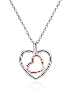 Beneto Nádherný strieborný náhrdelník Srdce AGS1535/47 #5529935