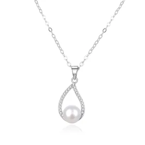 Beneto Elegantný strieborný náhrdelník s pravou perlou AGS984/47P