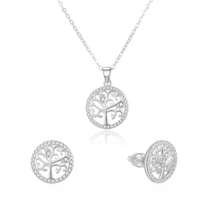 Beneto Strieborná súprava šperkov strom života AGSET213R (náhrdelník, náušnice s puzetkou)