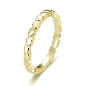 Beneto Pozlátený strieborný prsteň so srdiečkami AGG344-GOLD 56 mm