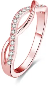 Beneto Ružovo pozlátený strieborný prsteň s kryštálmi AGG191 58 mm