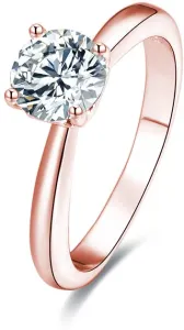 Beneto Ružovo pozlátený strieborný prsteň s kryštálmi AGG201 58 mm